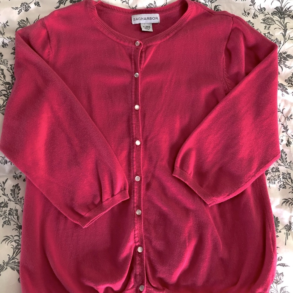 XL pink Sag Harbor cardigan.